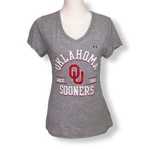 Heather Gray Oklahoma Sooners V Neck Tee Top NEW